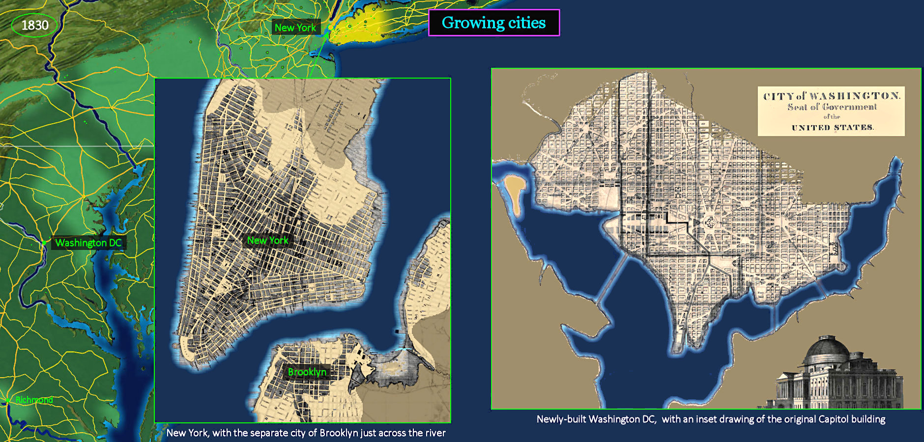 Growing cities, 1830